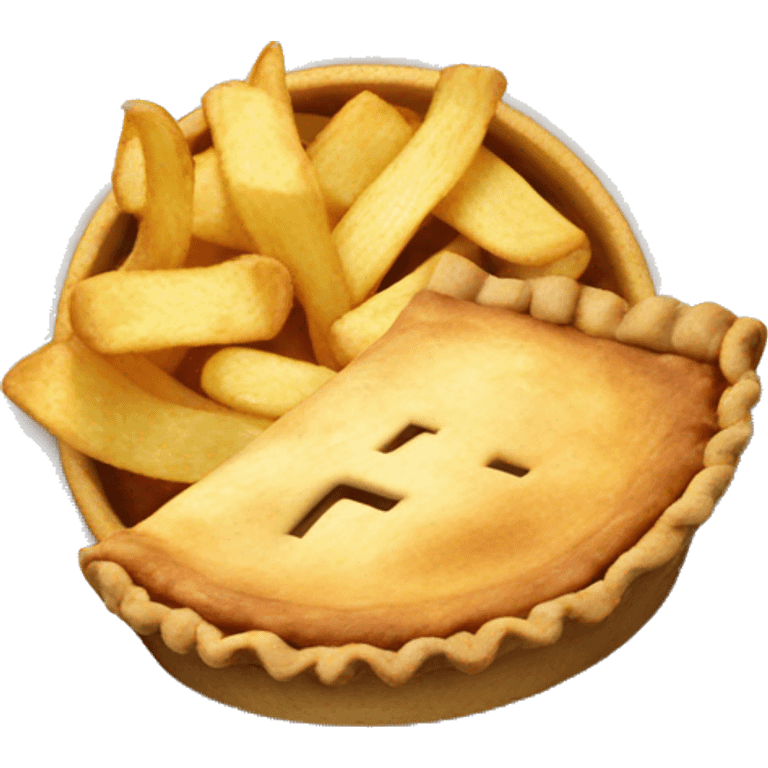 Plate with pie and chips on  emoji