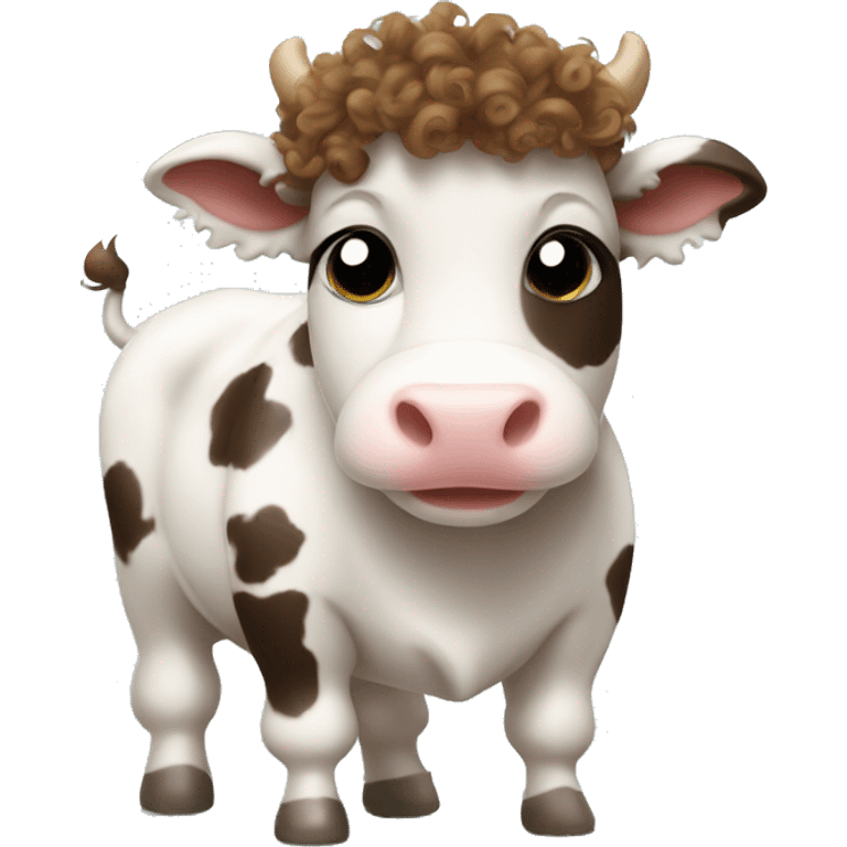 Baby cow with fluffy and curly hair  emoji