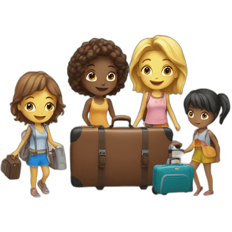 travel with friends (4 girls) emoji