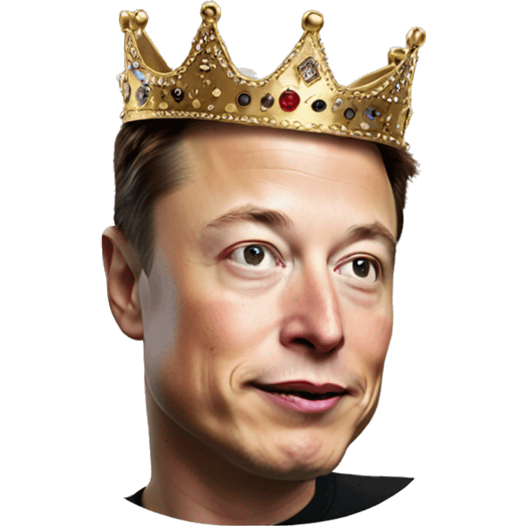 Elon musk with a crown on his nose emoji