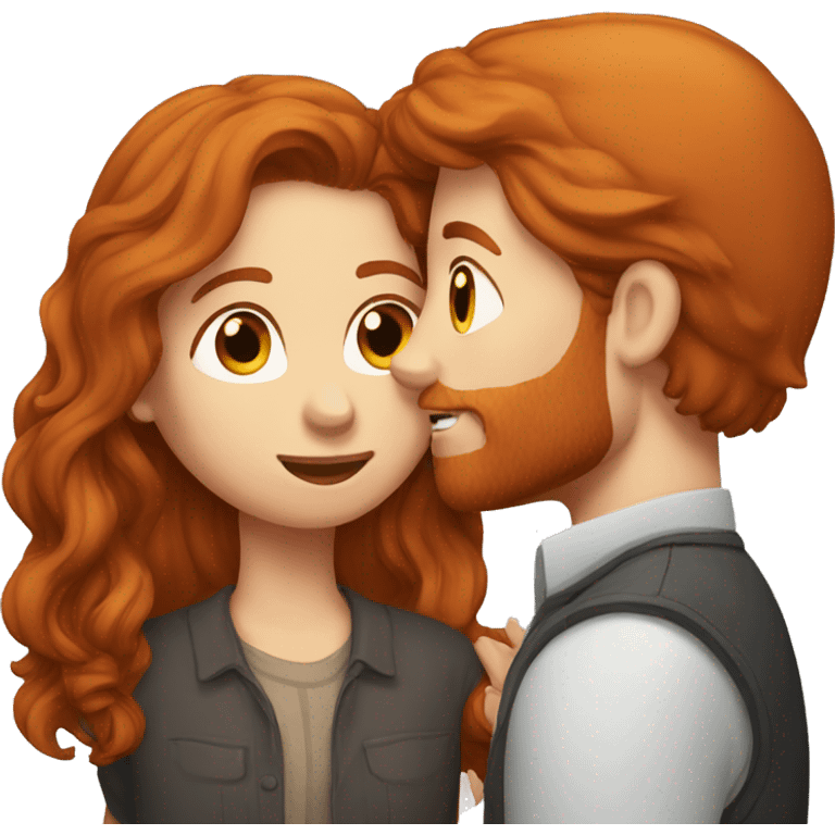 A redhead kissing a man chestnut-haired man emoji