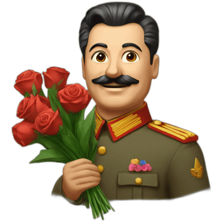 stalin giving bouquet of flowers and smiling emoji