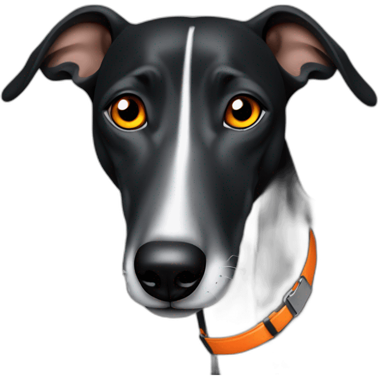 black greyhound with orange eyes emoji