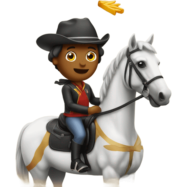 Horse rider with French fries emoji