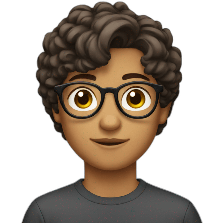 A portuguese teenager with short brown haïr and round glasses emoji