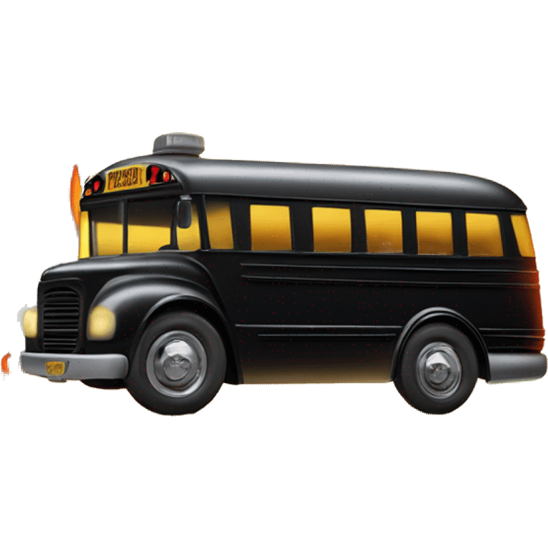 Side view shiny Batman’s black with hot rod flames 1956 ghost busters accessorized school bus emoji