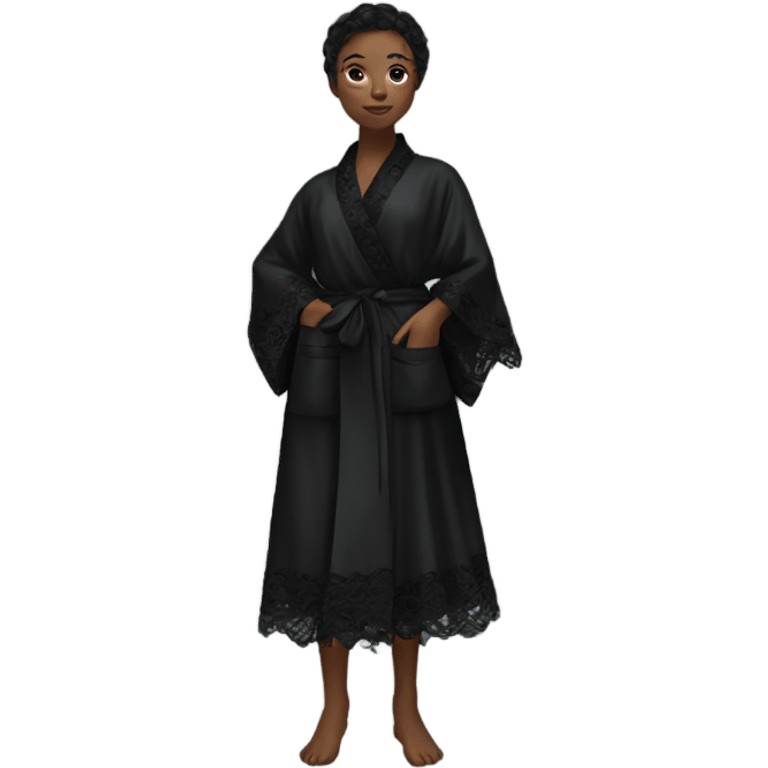 black silk robe with black lace emoji