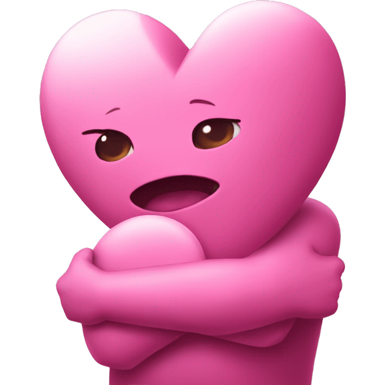 Pink heart hug  emoji