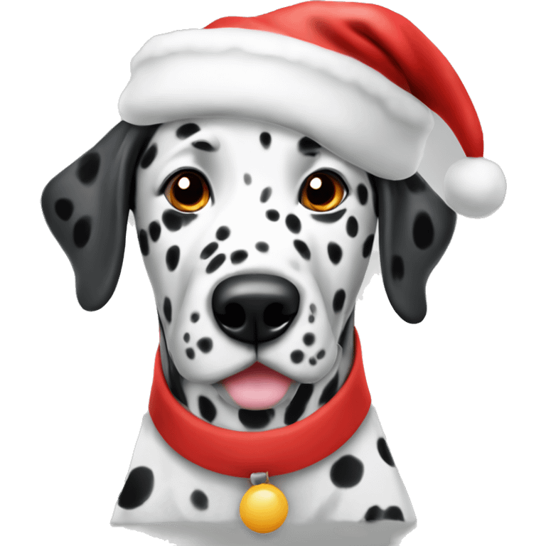 Dalmatian dog wearing Santa hat emoji