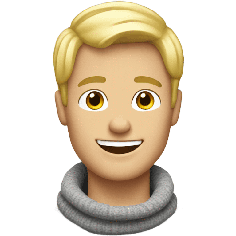 Blond man happy face wearing a snood emoji