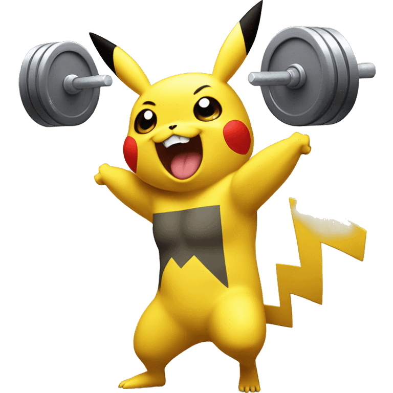 Pikachu cheering a bodybuilder in training  emoji