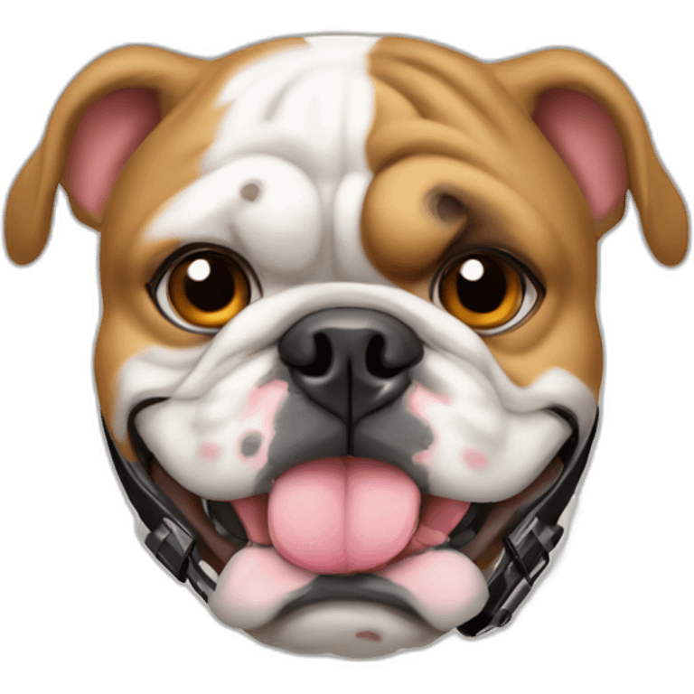 bulldog con casco de piloto coche de carreras emoji