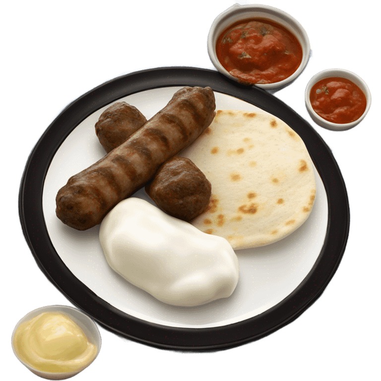 Bosnian national dish cevapi with kaymak and pita bread  emoji