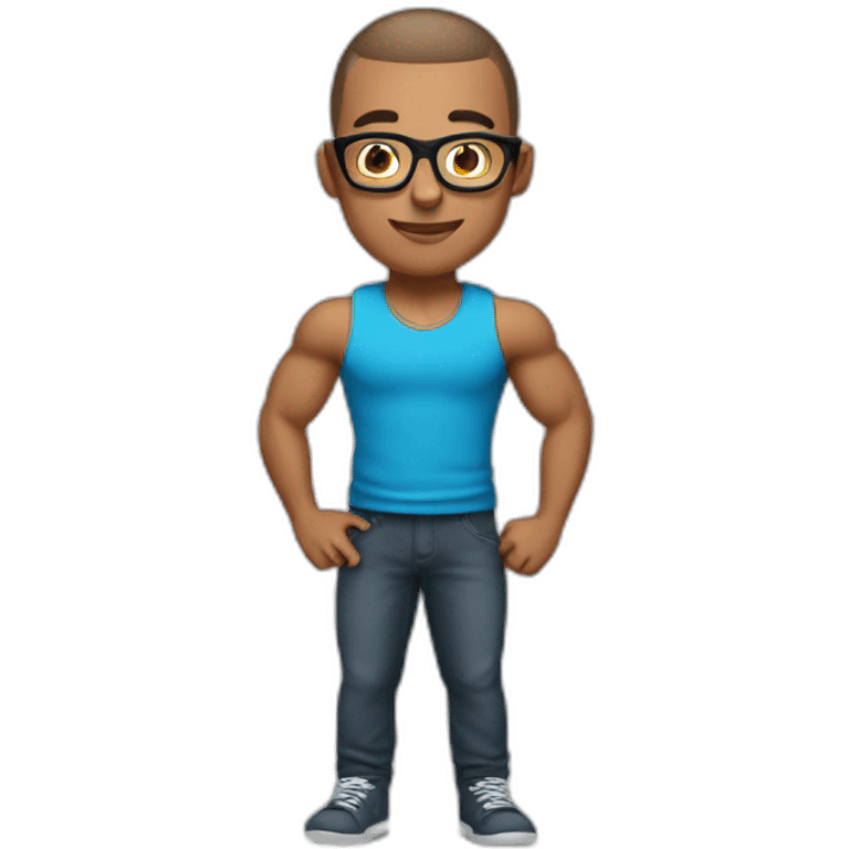 Muscular smart guy with a buzzcut and glasses emoji