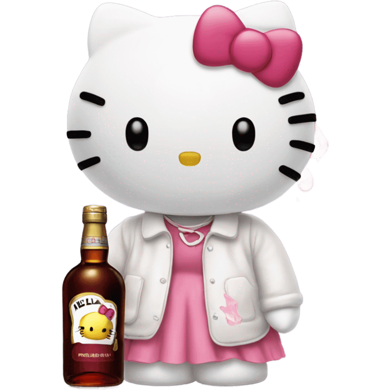 Hello kitty crying tears holding Hennessy bottle😭  emoji