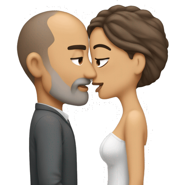 Big kiss from a brown hair husband to grey hidjab wife emoji