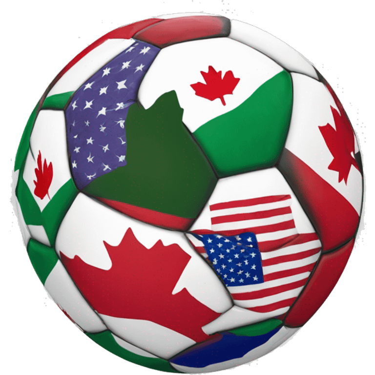 usa , mexoco and canada on a soccer ball emoji