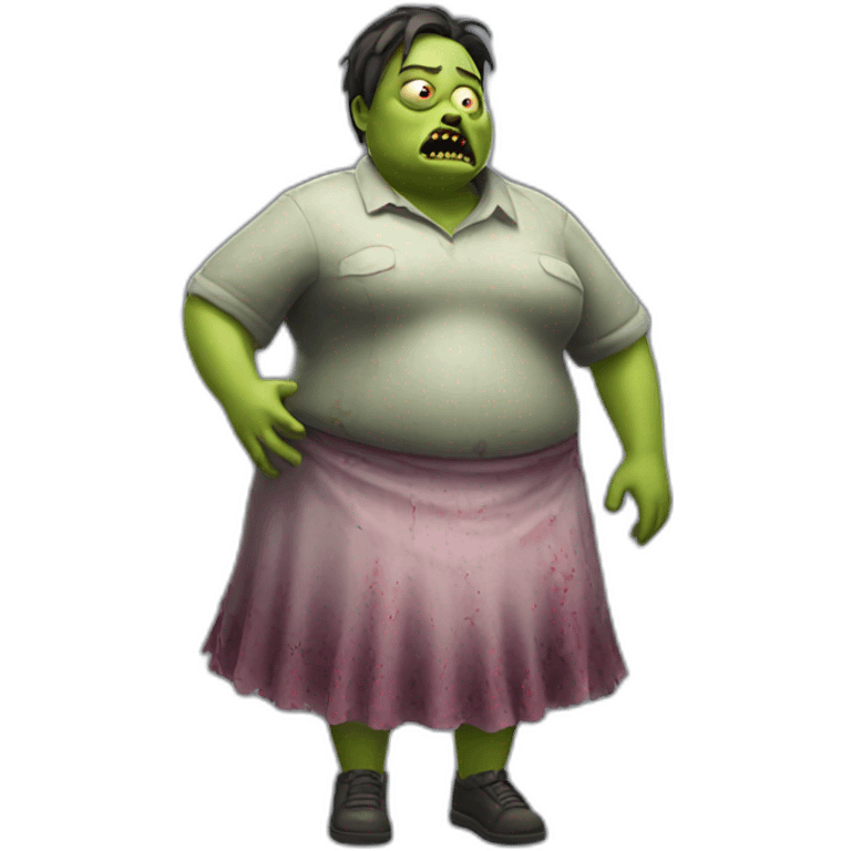 fat zombie wearing a skirt hyperrealistic emoji