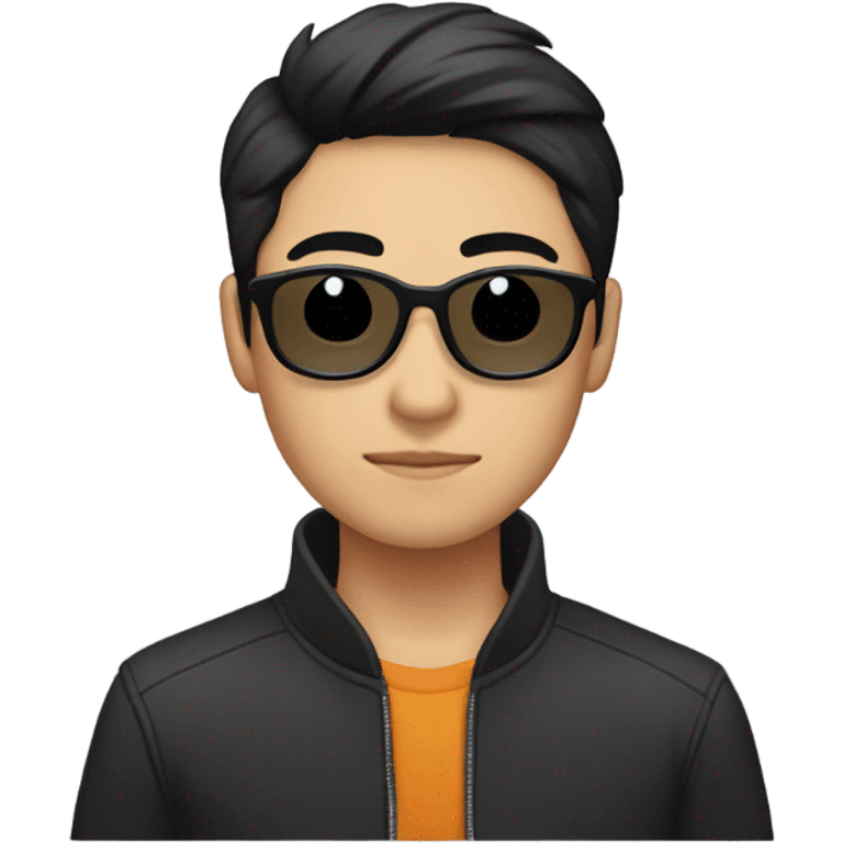 programmer, student, asian, black hair, black eyes, male, round face, black sunglasses emoji