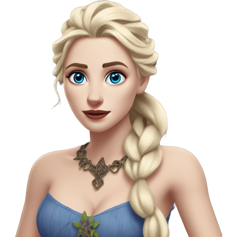 Warcraft award winning Elsa in MS-DOS style, oil paint, mysterious eyes, intricate lips, masterpiece pose, odd perspective, beautiful, desirable, logical, midsommar, ikea emoji