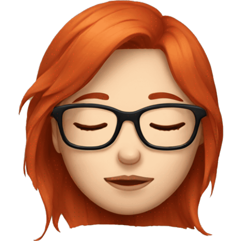 Sleeping girl with red hair and glasses  emoji