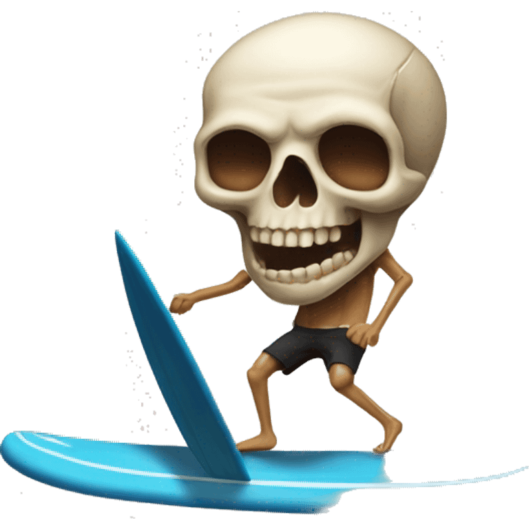 Skull riding a surf board emoji