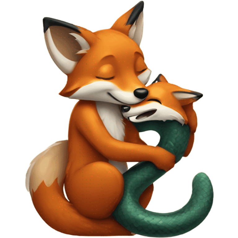 fox hugs snake emoji