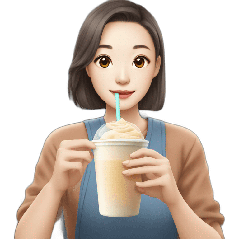 wan yi bo holding milk tea emoji