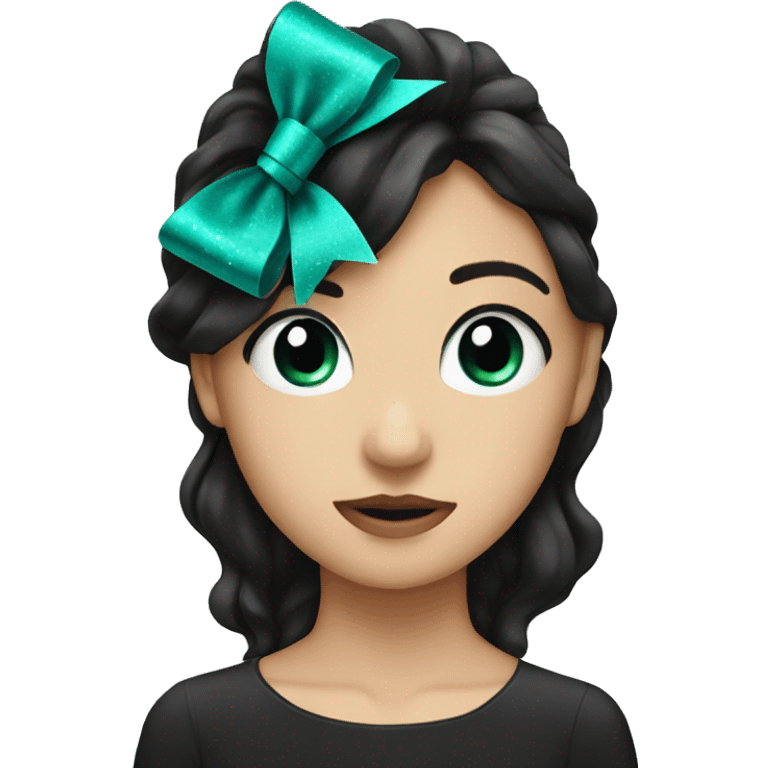 glitter black and teal bow emoji