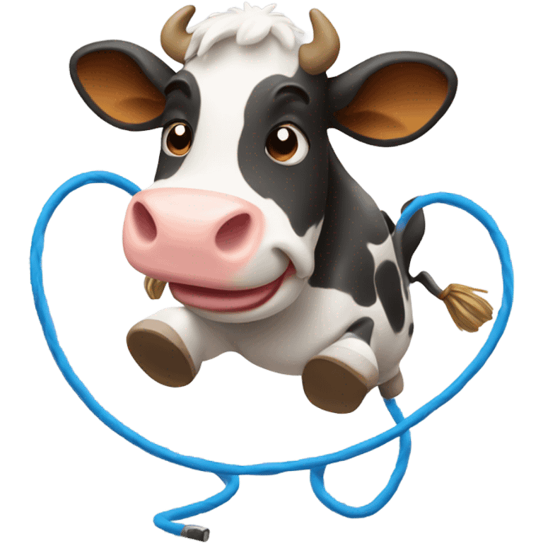 Cow jumping rope emoji