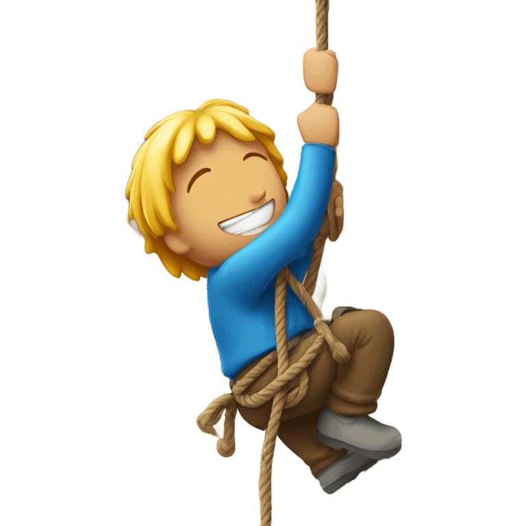 Person rock climbing with rope emoji