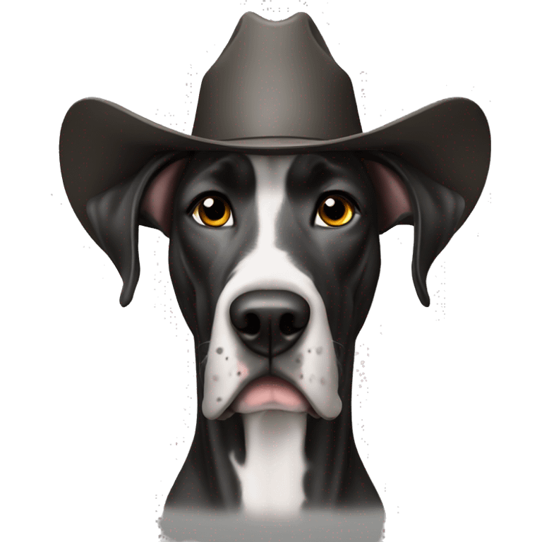 Great Dane wearing a cowboy hat emoji