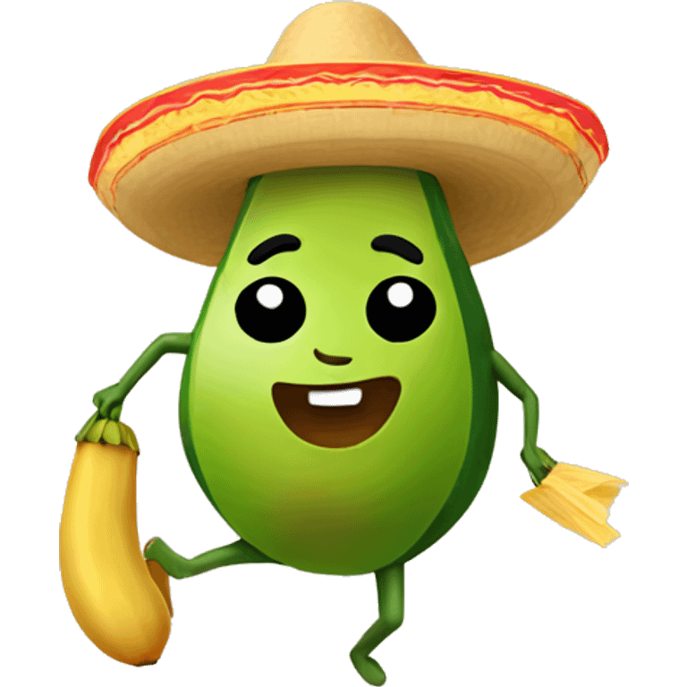 Dancing Mexican avocado with tamales  emoji