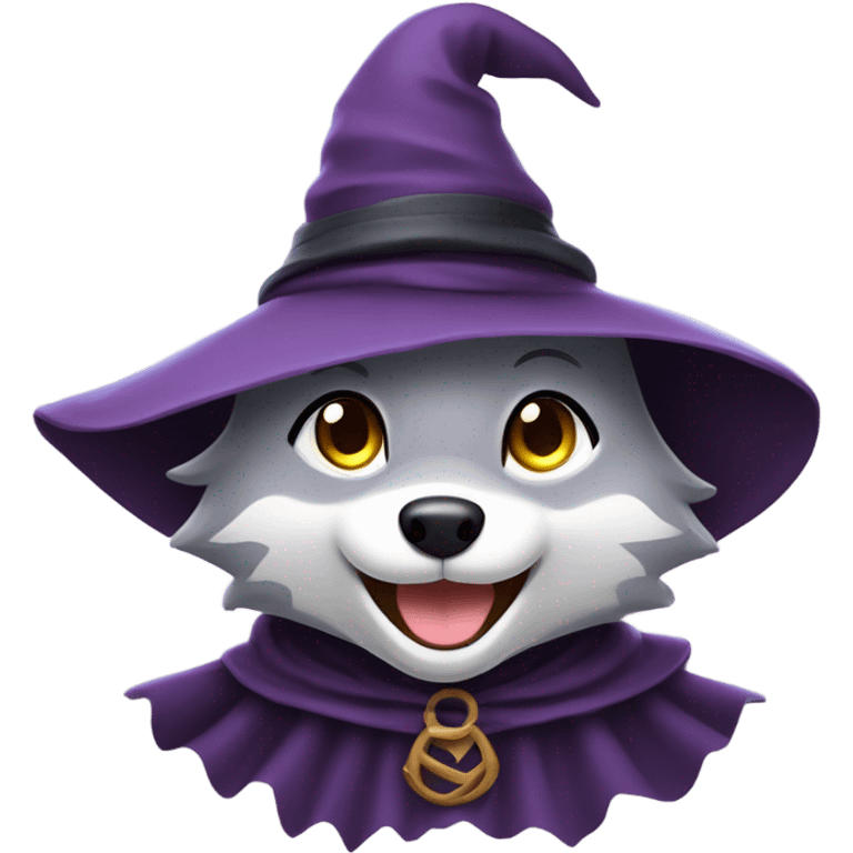 girly wolf dressed as a witch laughing emoji