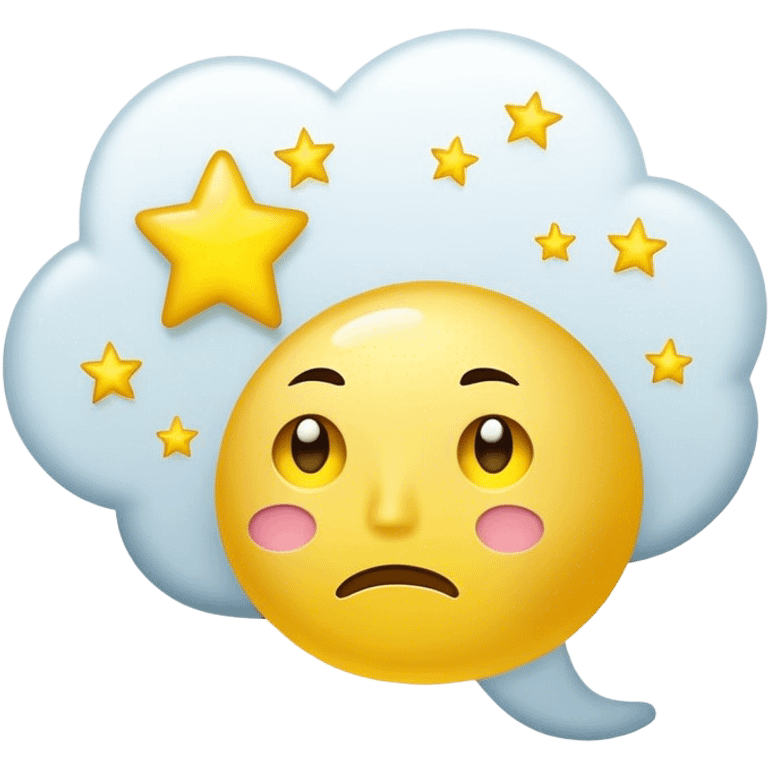 yellow face with thought bubble stars inside emoji