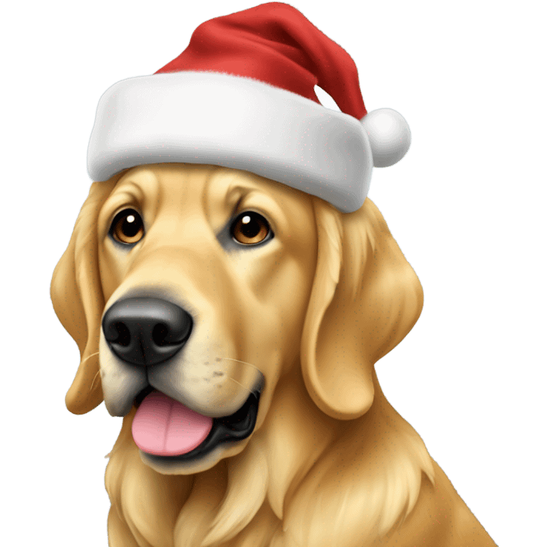 Golden treiver con gorro de papa noel emoji