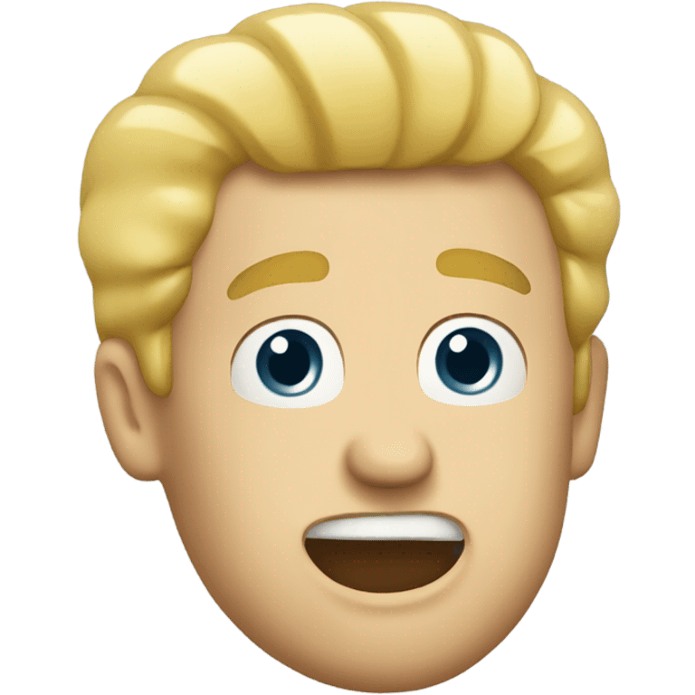 Man with blond hair spitting out mayonnaise emoji