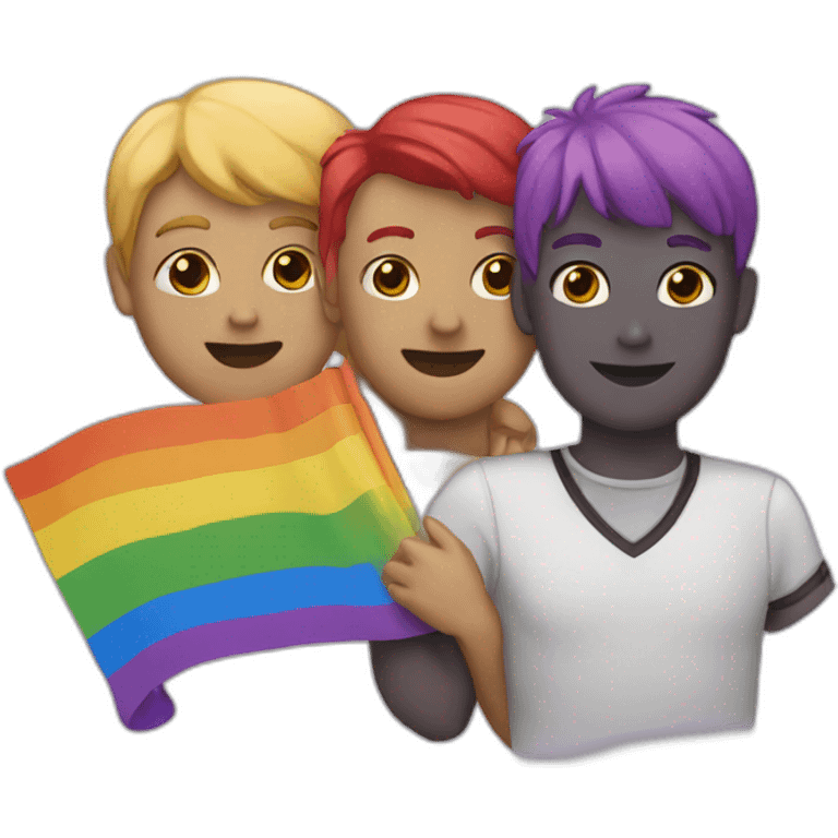 three friends pride flag emoji