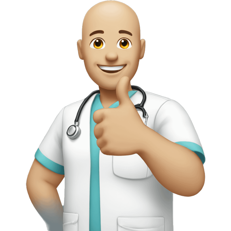 Bald male Nurse giving thumbs up emoji