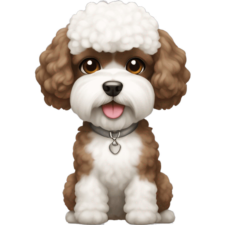 brown with a mix of white shih-tsu poodle portrait emoji