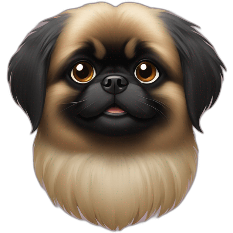 Black happy Pekingese emoji