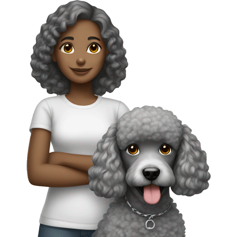 Girl with grey poodle emoji