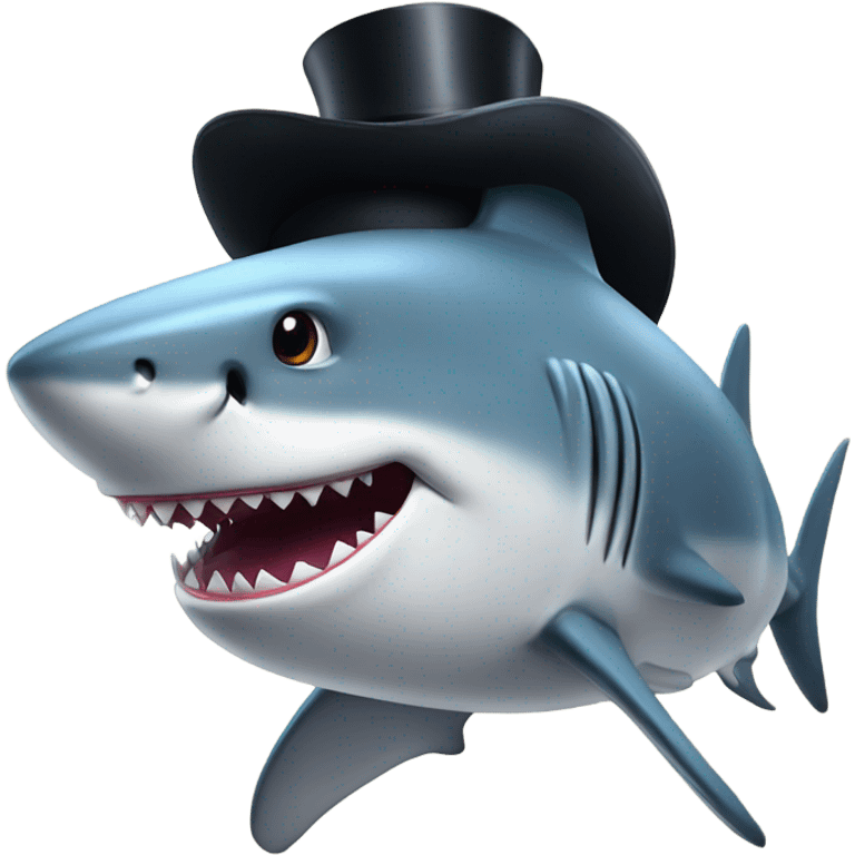 Shark with a top hat emoji