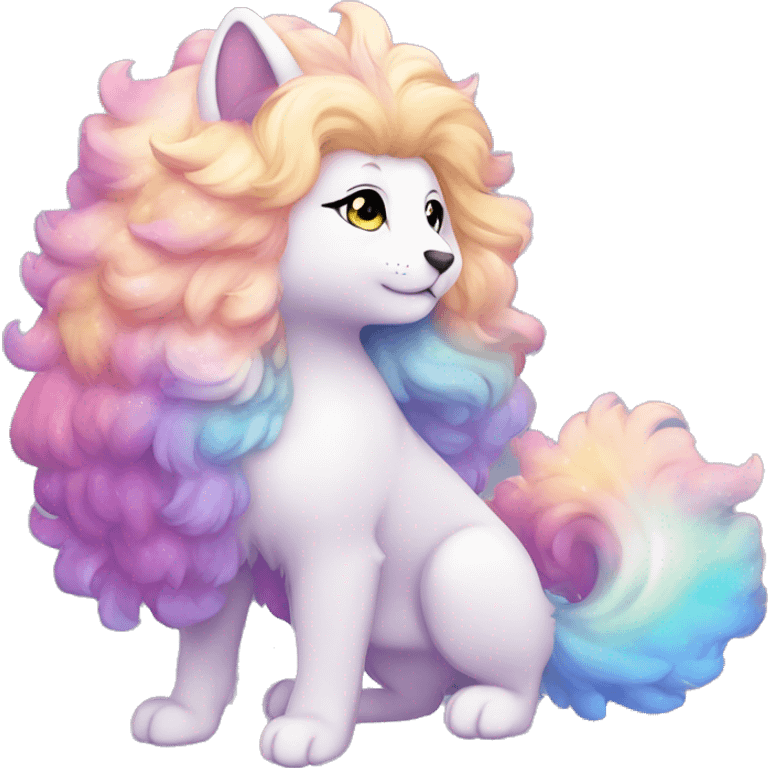 Shiny Sparkly Colorful Fluffy beautiful hair Kawaii Ethereal Anthro Sona Nebula-Crystal-Fakemon-animal emoji