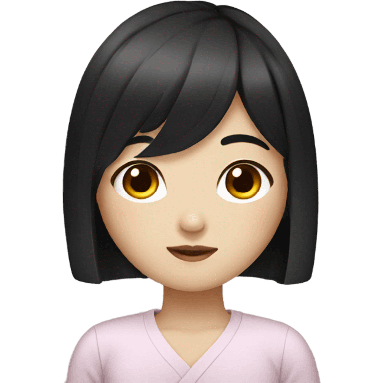 korean girl with black hair  emoji