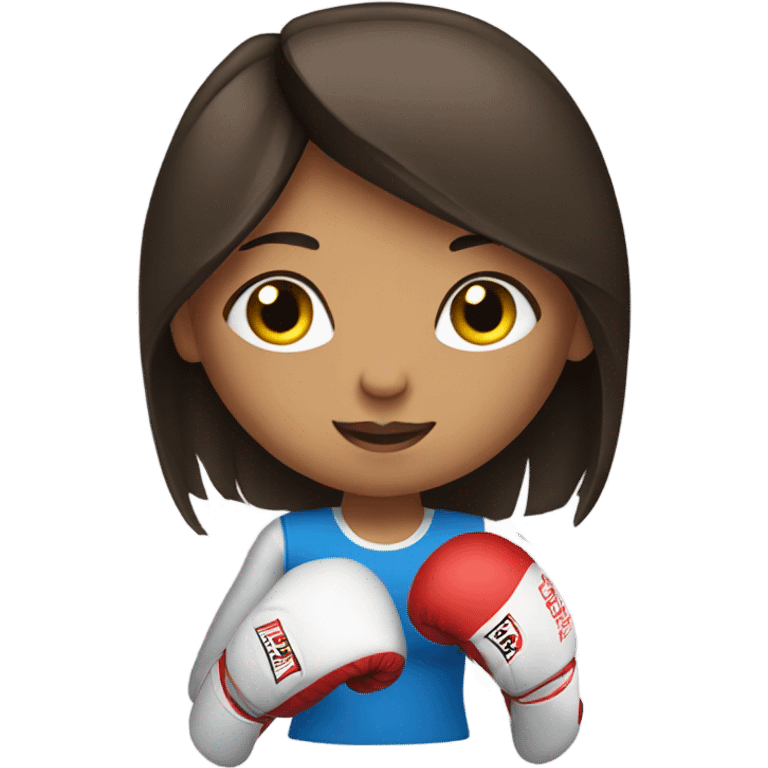 Brunette white girl wearing boxing gloves emoji