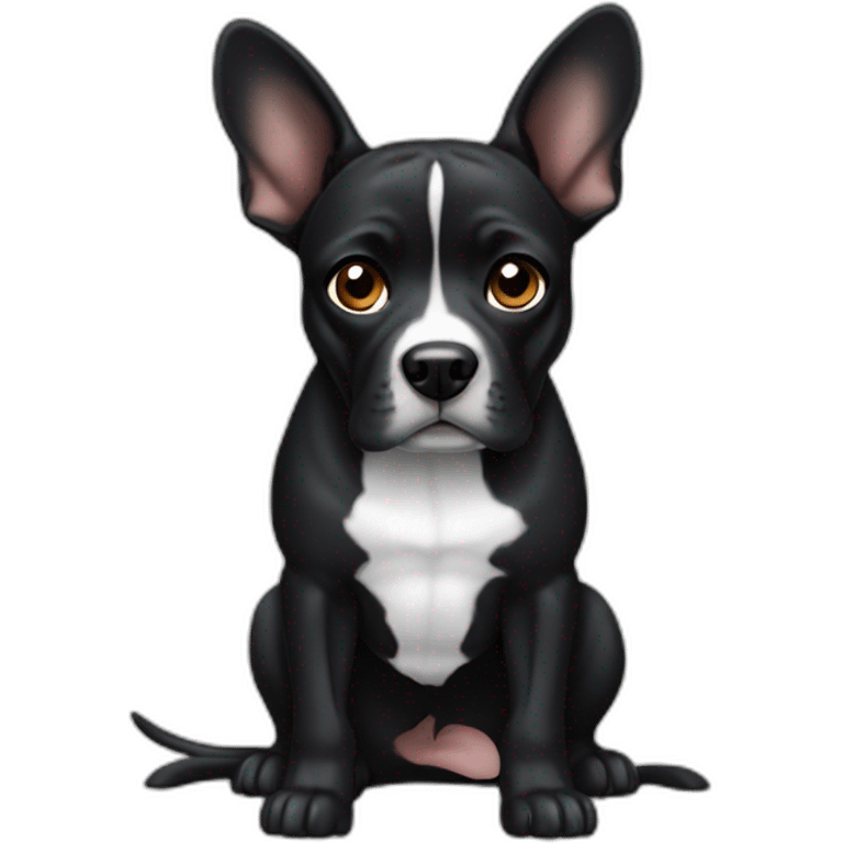 Staffordshire dog all black big ears emoji