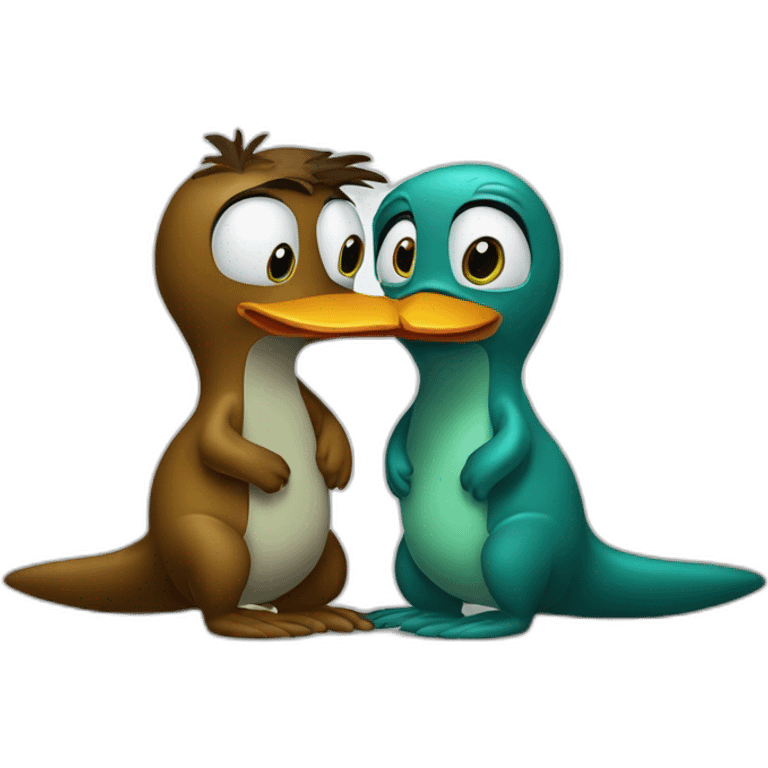 platypus perry and doctor doofenshmirtz kissing emoji