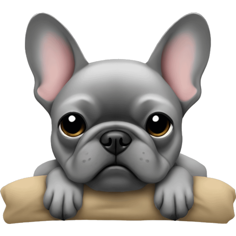 grey french bulldog sleep emoji