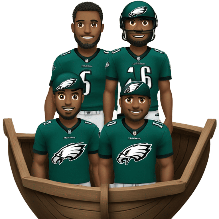 Philadelphia Eagles standing on a wooden ship emoji